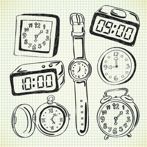 Premium Vector Clock And Watch Doodle