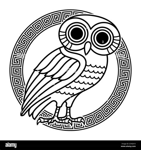 Silver coin greek owl Stock Vector Images - Alamy