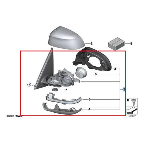 Mécanisme de rétroviseur extérieur chauffant pour BMW X3 F25 coté au