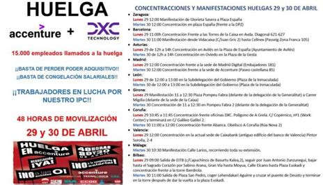 Más De 15000 Trabajadorases De Los Grupos Dxc Y Accenture Llamados A La Huelga El 29 Y 30 De