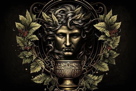 Deus Da Mitologia Grega Dion Sio Vaso De Ouro Negro Por Generative Ai