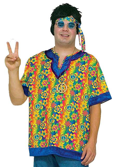 Colour Retro Hippie Dude Costume | Plus Size Mens 70s Dress Up