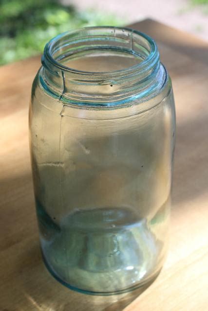 Antique Aqua Blue Glass Canning Jar One Quart Ball Mason 3l Embossed Lettering