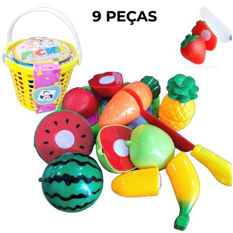 Comidinhas De Brinquedo Masterchef Frutas Legumes De Cortar Cestinha