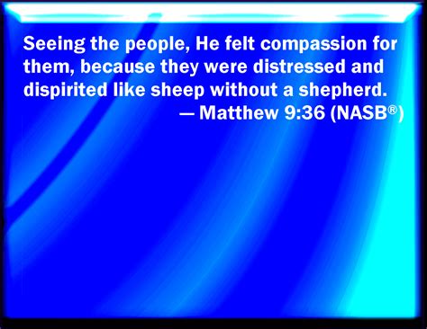 Matthew 9:36 But when he saw the multitudes, he was moved with compassion on them, because they ...