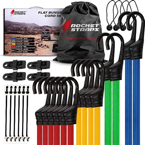 Rocket Straps Ultimate Flat Outdoor Bungee Cord Assortment Heavy