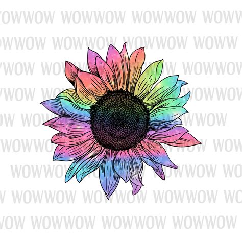 Sparkling Rainbow Sunflower Sublimation Digital Design Etsy