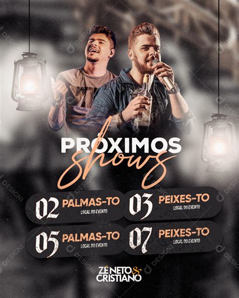 Flyer Agenda da Semana Show Zé Neto e Cristiano Social Media PSD