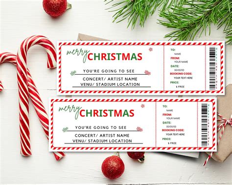 Christmas Concert Ticket Template Editable Event Ticket Christmas