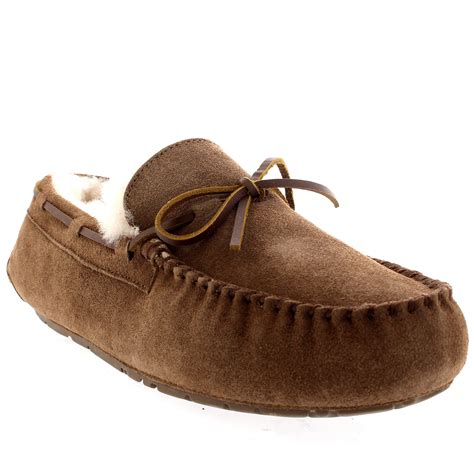 Mens Real Australian Sheepskin Loafer Winter Fur Lined Moccasin Slippers Us 7 15