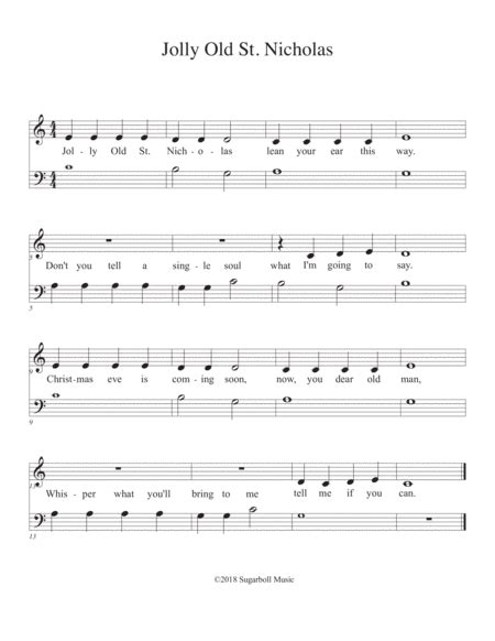 Jolly Old Saint Nicholas Arr Laurel Gonzalo By Public Domain Sheet