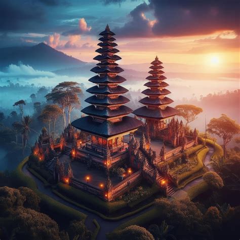 Premium Photo Beautiful Bali Temple In Sunset