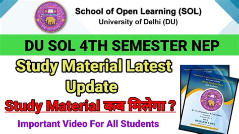 Du Sol 4th Semester NEP Study Material Update 2024 Sol 4th Semester