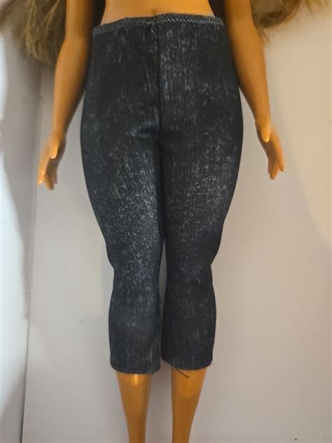 Black Distessed Capri Pants For Curvy Barbie Doll Ebay