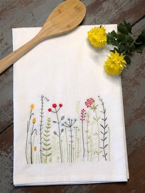 Wildflowers Tea Towel Flower Tea Towel Spring Tea Towel Flour Sack Towel Kitchen Towel