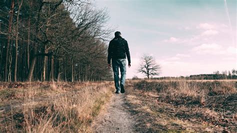 Man Walking Down A Path In The Forest 21256515 Stock Video At Vecteezy
