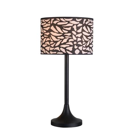 Hampton Bay Lindley In Black Outdoor Indoor Table Lamp With Off