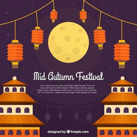 Free Vector | Middle autumn festival, orange lanterns