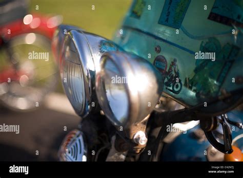 Vintage Motorcycle Headlights Stock Photo Alamy