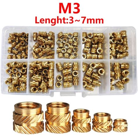 HOT M M3 Brass Hot Melt Inset Nuts Knurled Copper Insert Nuts Set