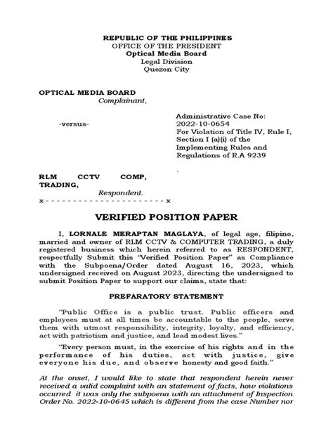 Position Paper Pdf Arrest Prosecutor