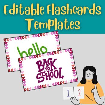 Editable Flashcards Template Colored Heart Borders Sizes Printable