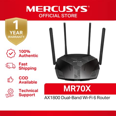 Mercusys Mr70x Ax1800 Dual Band Wi Fi 6 Gigabit Router Mu Mimo Smart