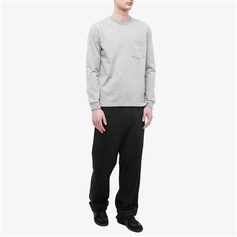 Comme Des Garçons Homme Men S Long Sleeve Logo Pocket T Shirt Top Grey Hk T010 051 4 Footy