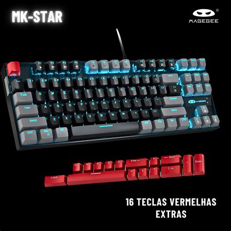 Teclado mecânico para jogos MageGee 80 MK Star teclado retroiluminado