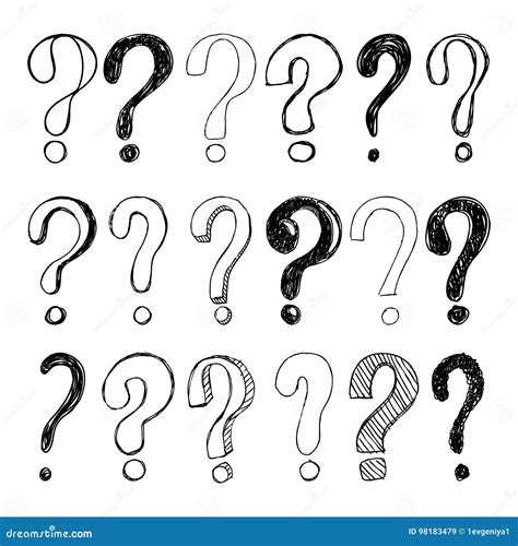 Set Of Hand Drawn Sketch Question Marks Vector Illustration Stock