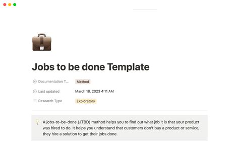 Jobs To Be Done Template Template By Odette Jansen Notion Marketplace