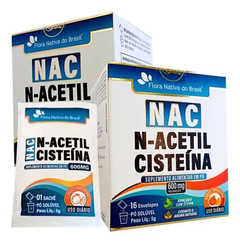 N Acetilcisteína Nac 2 Caixas 16 Envelopes Cada De 600mg