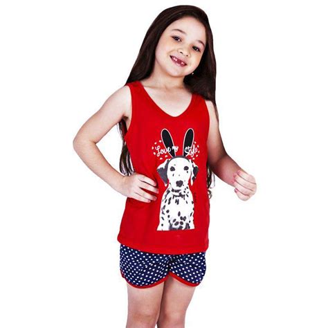 Pijama De Verão Regata Cachorrinho Victory Bra Lingerie