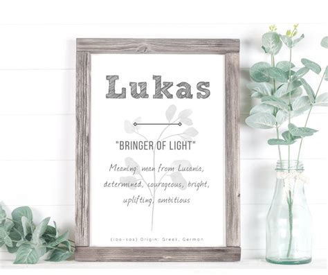 Lukas Baby Name Meaning Baby Nursery Sign Printable Baby Name Sign