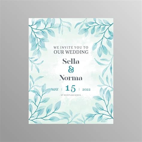 Hermosa Tarjeta De Invitaci N De Boda Floral Acuarela Vector Premium