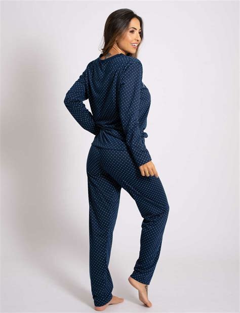 Pijama Feminino Inverno Longo Fechado TJ Vip Linha Noite