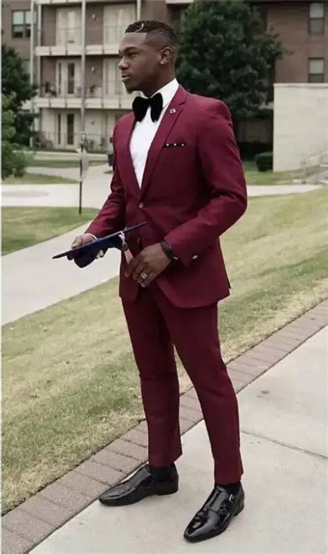 Traje De Chaqueta Roja Burdeos Para Hombre Para Boda Novio Graduaci N