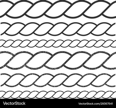 Seamless black rope pattern shape set nautical Vector Image