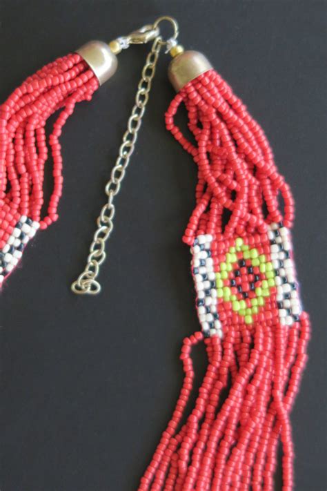 Long Ethnic Necklace With Tribal Jewelry Beading