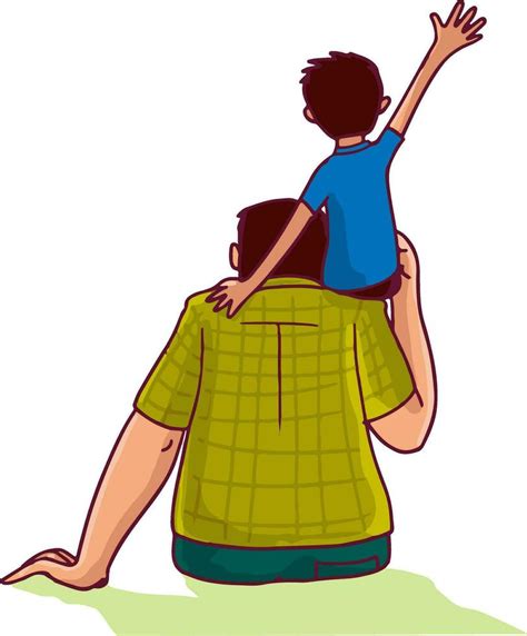 Cute Son Sitting On His Fathers Shoulder 24910826 Vector Art At Vecteezy