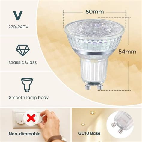 Ampoule Gu10 Led 2 4w Équivalent À 35w Halogène 2700k Blanc Chaud 230