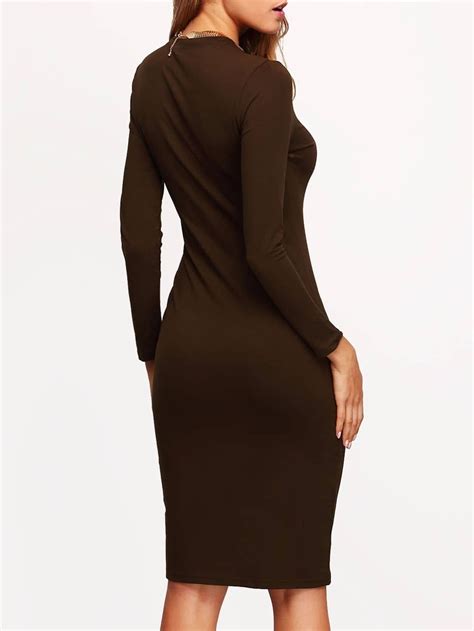 Green Crew Neck Sheath Dress Shein Sheinside