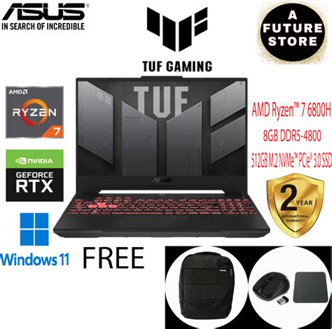 Asus Tuf Gaming A15 Fa507r Chn038w 156 Fhd 144hz Gaming Laptop Ryzen 7 6800h 8gb Ddr5