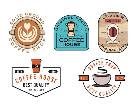 Ensemble De Modèles Vectoriels De Logos De Café Conception De Badges De