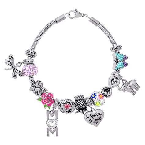 Connections From Hallmark Mom Themed Stainless Steel Bead And Charm