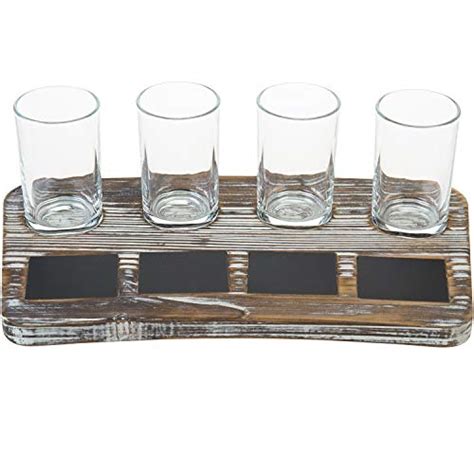 MyGift Beer Tasting Flight Sampler Set Four 6 Oz Pilsner Pub Glasses