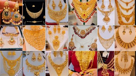 Gm Starts Latest Beautiful Bridal Full Gold Necklace Set In