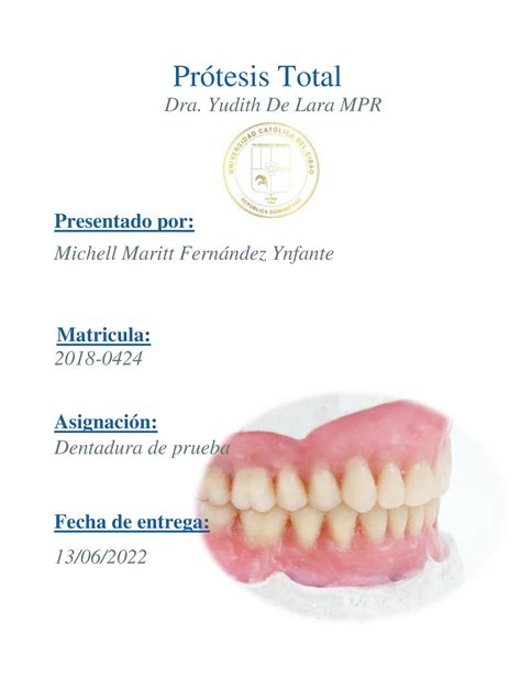 Dentadura De Prueba Pr Tesis Total Pr Tesis Total Dra Yudith De