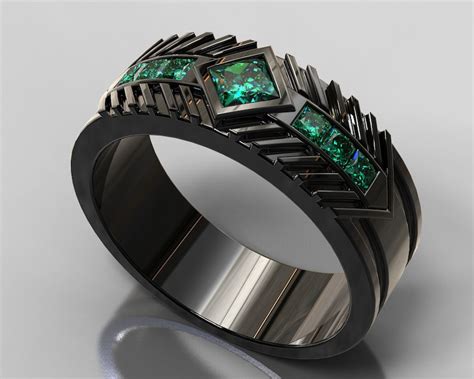 Emerald Wedding Band / Black Gold Wedding Band / Mens Black - Etsy