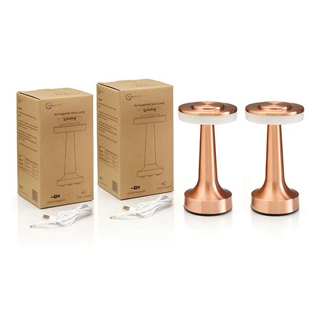 Auraglow Rechargeable Led Cordless Table Lamp Waldorf Copper Twin Pack Diy At Bandq